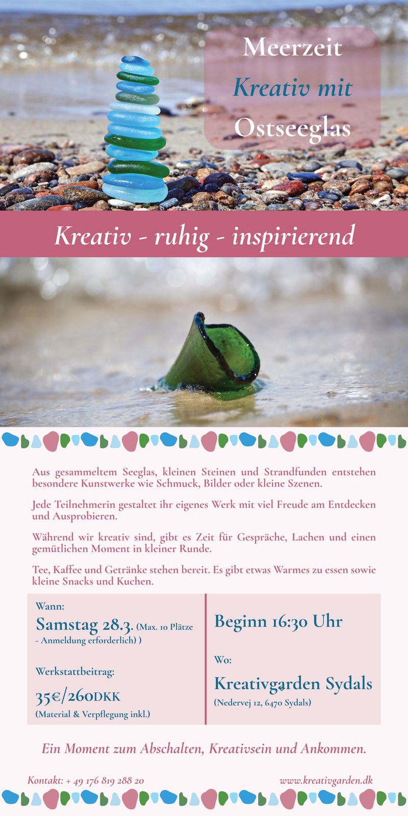 Flyer: Havtid – Kreativ med Østersøglas, lørdag den 28. marts 2026