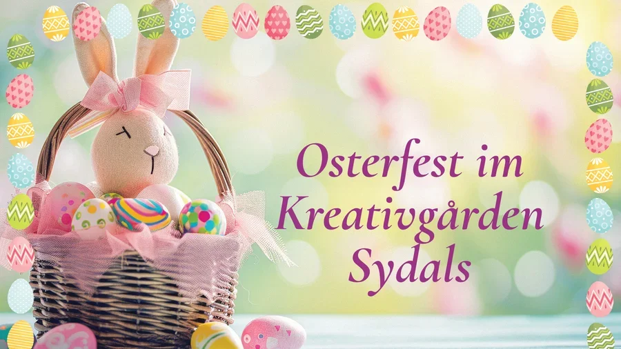 Påskefest hos Kreativgården Sydals – påskehare med kurv og farverige æg